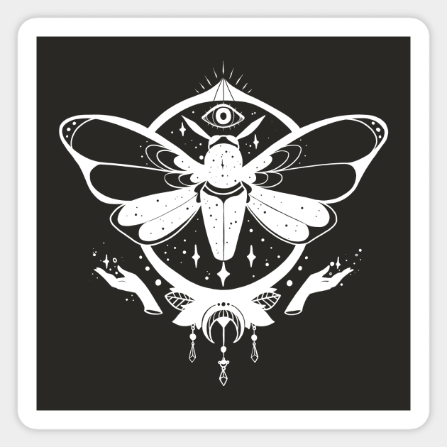 Witches Moth And Moon Sticker by cellsdividing